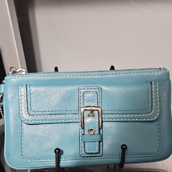 Coach Blue Wristlet Clutch - Picture 1 of 7